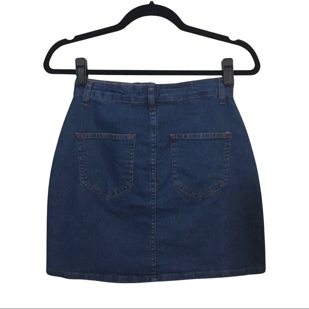 High Waist Stretch Denim Mini Skirt - Picture 2 of 3